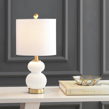 Daphne 20" Ribbed Metal/Glass LED Table Lamp